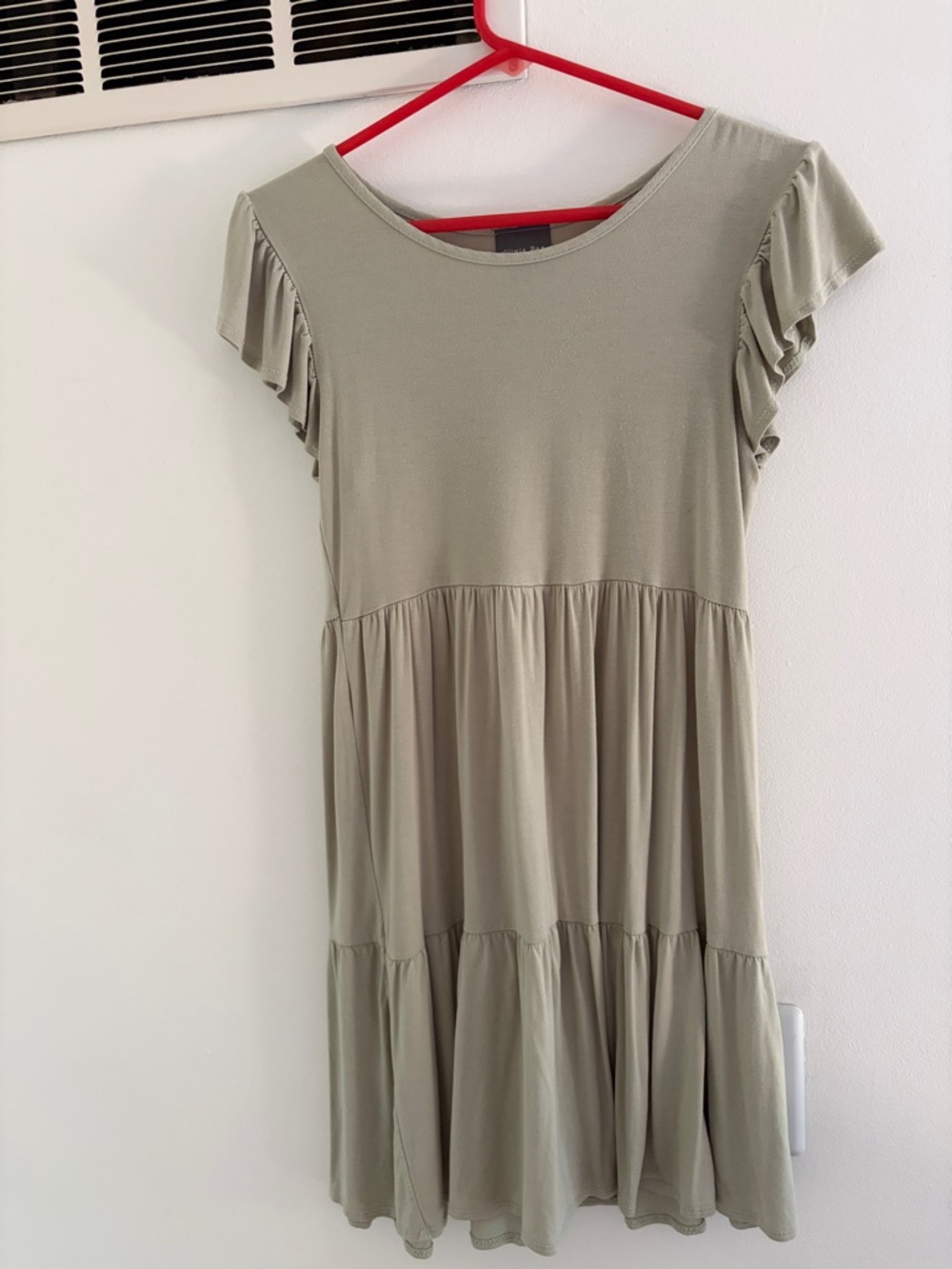 Olivia Rae Light Sage Tiered Short-Sleeve Knit Dress